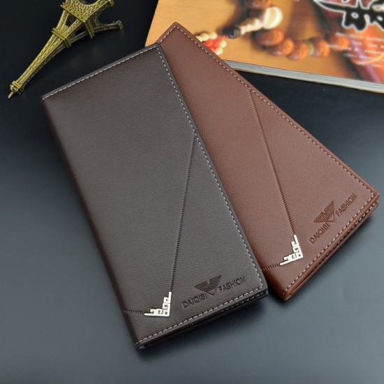 New Men's Wallet - Men's Long Money Clip, Vertical Thin Youth Soft Leather Pouch, Multi-Card Position Large Capacity Fashion Suit Bag