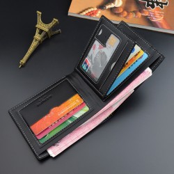 New style men's wallet - short style money holder for men, youth fashionable patterned horizontal soft leather wallet with multiple card slots, large capacity, wallet.