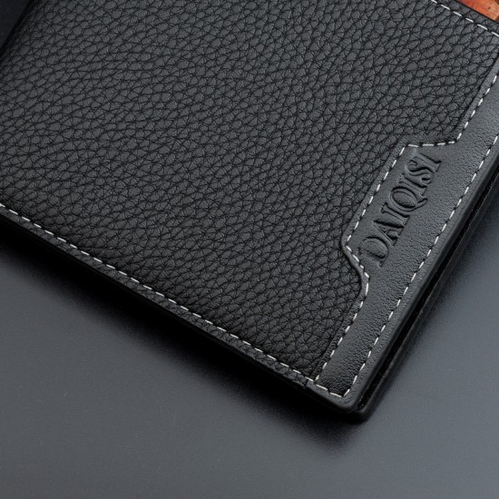 New men's wallet - short style wallet, multi-card slot men's youth simple fashionable multi-card lotus pattern horizontal patchwork leather wallet New men's wallet - short style wallet, multi-card slot men's youth simple fashionable multi-card lotus pattern horizontal patchwork leather wallet