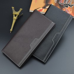 New style men's purse - long length, thin soft leather bag with multi-card slot, horizontal style patchwork leather bag, multi-card slot business suit bag New men's wallet - long style men's purse - men's vertical style fashionable casual soft leather bag