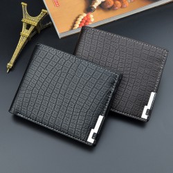 New style men's purse - short length, money clip, young man, fashionable multi-card slot large capacity horizontal style thin soft leather bag, business suit bag