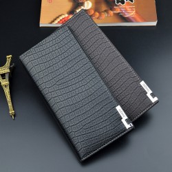New style men's purse - long length, multi-card slot, thin soft leather bag with horizontal print, multi-card slot card bag, fashionable patchwork casual thin soft leather bag