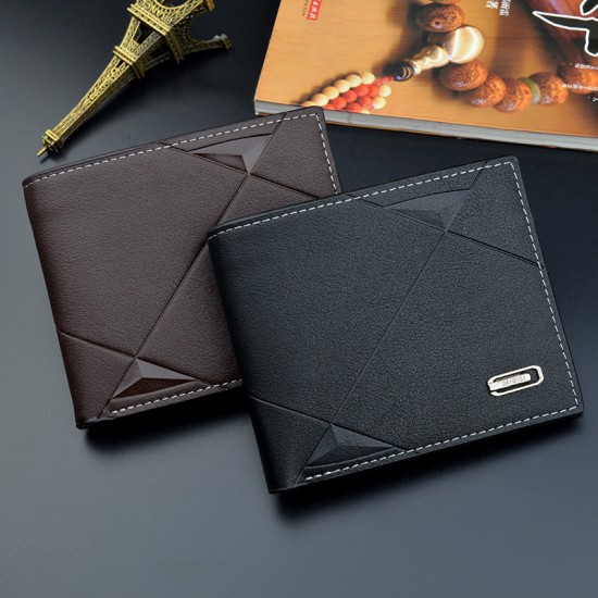 New men's wallet - short style, multi-card slot, fashionable and casual money clip, thin style for young men, three-fold horizontal style soft leather case.