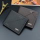 New men's wallet - short style, multi-card slot, fashionable and casual money clip, thin style for young men, three-fold horizontal style soft leather case.