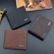 New men's wallet - short style, multi-card slot, fashionable and casual money clip, thin style for young men, three-fold horizontal style soft leather case.