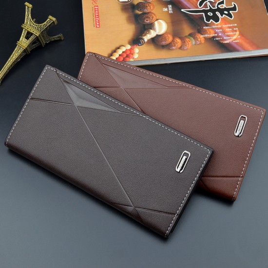 New men's wallet - long style money clip, fashionable and patchwork color collision thin style for young men, multi-card slot, large capacity, fashionable and casual suit bag.