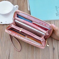 Men's wallet - long style money clip, casual and business style, multi-card slot, thin style for young men, litchi-patterned horizontal style soft leather case, suit bag.