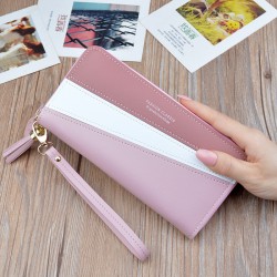 New style men's purse - short length, detachable zipper, multi-card slot, thin soft leather bag with horizontal print, minimalist small wallet