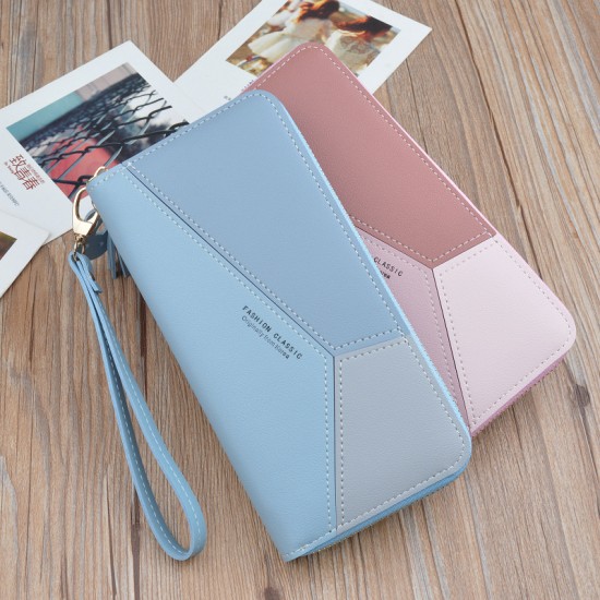 New men's wallet - short style money clip, fashionable and European style magnetic buckle multi-card slot, large capacity, litchi-patterned leather case.