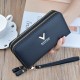 New women's wallet - double zipper long style hand-held bag, fashionable and simple, litchi-patterned large capacity double-layer money clip, mobile phone bag.