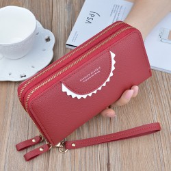 Long length wallet for women - detachable zipper, fashionable patchwork handbag, multi-card slot card bag, large capacity leather bag, business suit bag