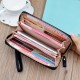 New women's wallet - long style with zipper, hand-held bag, fashionable and simple, large capacity, litchi-patterned money clip, mobile phone bag.