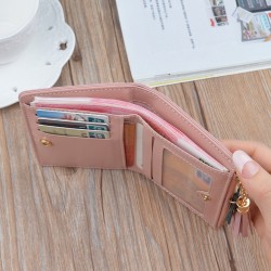 New women's wallet - short style wallet, multi-card slot women's student, Japanese style fashionable mini small leather wallet with zipper, zero wallet