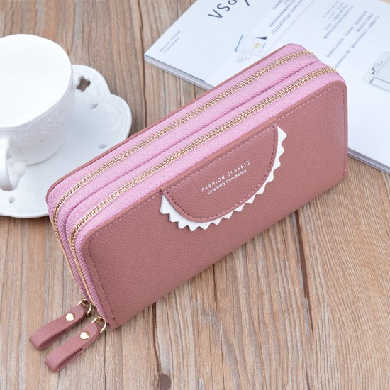 Long length wallet for women - detachable zipper, fashionable patchwork handbag, multi-card slot card bag, large capacity leather bag, business suit bag
