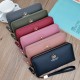 New women's wallet - long style with zipper, hand-held bag, fashionable and simple, large capacity, litchi-patterned money clip, mobile phone bag.