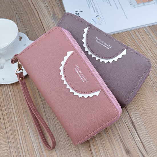 Long length wallet for women - detachable zipper, fashionable patchwork handbag, multi-card slot card bag, large capacity leather bag, business suit bag