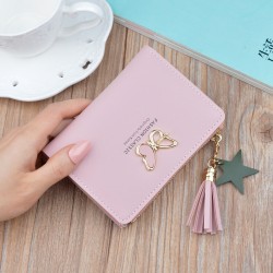 New women's wallet - short style wallet, multi-card slot women's student, Japanese style fashionable mini small leather wallet with zipper, zero wallet