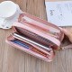 New women's wallet - long style double zipper hand-held bag, large capacity money clip, double-layer soft leather case, no change money bag.