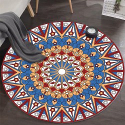 Cross-border ethnic-style round carpet mat, mandala print, non-slip mat for hanging basket, crystal velvet for one-piece dropshipping.