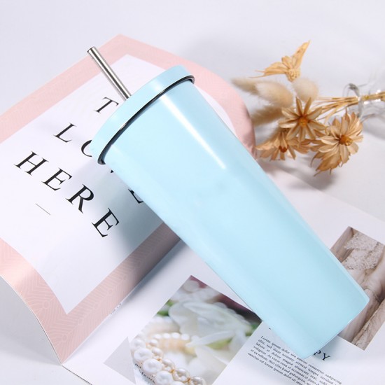 Wow Custom Factory Stainless Steel Straw Cup, Creative Car Thermos, Double-Walled Vacuum Coffee Cup Wholesale