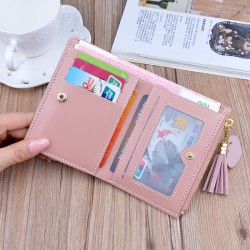 Wallet for women - short length, European style multi-card slot card bag, detachable zipper, snap closure, zero wallet, fashionable wallet that can hold driver's license