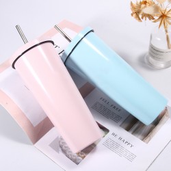 Wow Custom Factory Stainless Steel Straw Cup, Creative Car Thermos, Double-Walled Vacuum Coffee Cup Wholesale