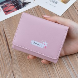 New style women's purse - short length, money clip, female student, fashionable lettering print mini small leather bag with hanging loop, detachable zipper zero wallet