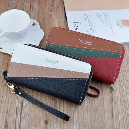 New men's wallet - short style money clip, fashionable and European style multi-card slot, thin style for young men, litchi-patterned horizontal style soft leather case.