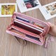 New women's wallet - long style Korean-style student fashion money clip with double zipper, multi-card slot, soft leather case, large capacity, litchi-patterned money clip.