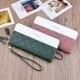 New women's wallet - long style Korean-style student fashion money clip with double zipper, multi-card slot, soft leather case, large capacity, litchi-patterned money clip.