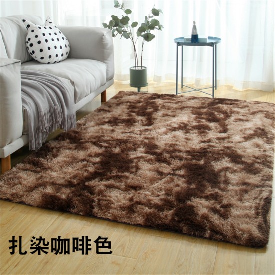In stock simple modern long-haired living room and bedroom carpet 4.5cm Tie-Dyed Silk Wool Rug for Bedroom Bedside