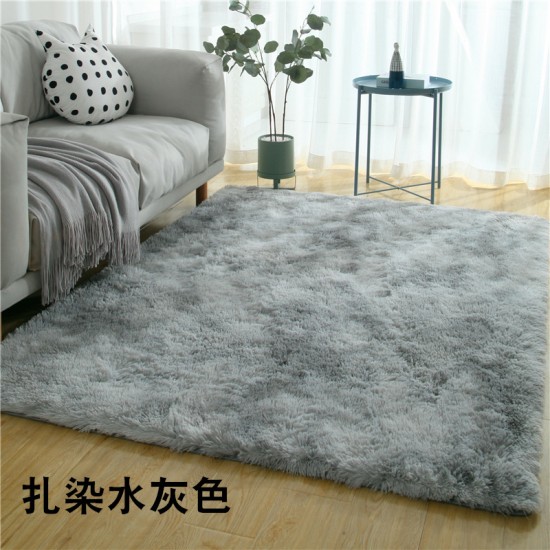 In stock simple modern long-haired living room and bedroom carpet 4.5cm Tie-Dyed Silk Wool Rug for Bedroom Bedside