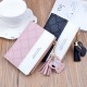 Compact and lightweight women's purse - short length, money clip, female student, fresh and sweet three-fold soft leather bag, minimalist small wallet