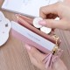 Compact and lightweight women's purse - short length, money clip, female student, fresh and sweet three-fold soft leather bag, minimalist small wallet