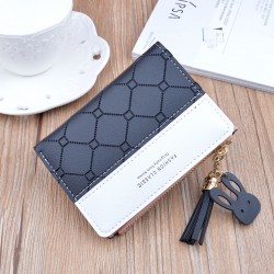 Compact and lightweight women's purse - short length, money clip, female student, fresh and sweet three-fold soft leather bag, minimalist small wallet