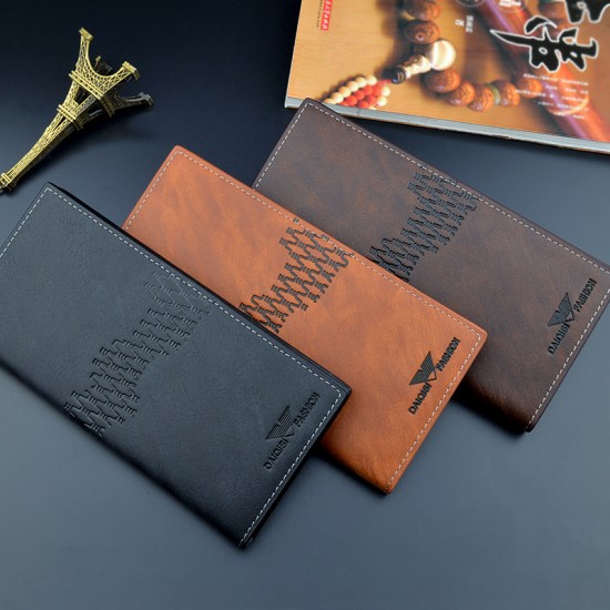 New men's wallet - long style men's purse - men's vertical style fashionable casual soft leather bag - multi-card slots - large capacity - suit bag