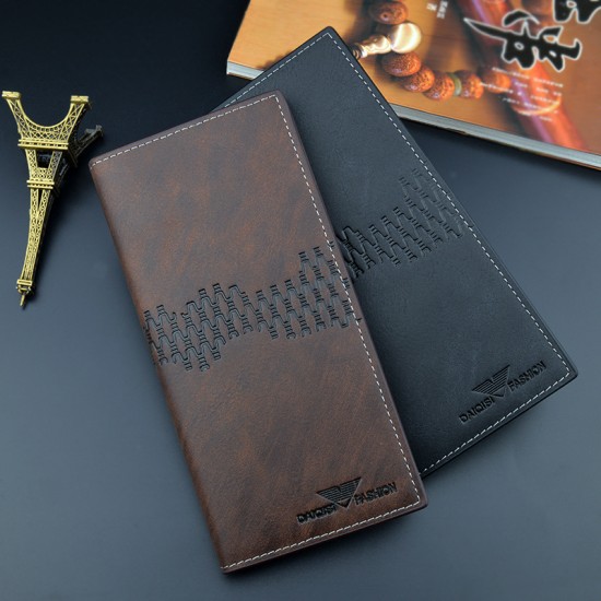 New men's wallet - long style men's purse - men's vertical style fashionable casual soft leather bag - multi-card slots - large capacity - suit bag