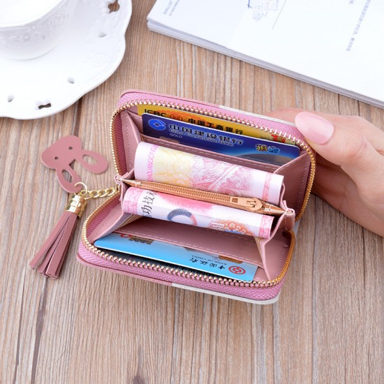 New style small wallet - short and mini purse with zippers， fringed wallet， fashionable Korean-style patchwork color contrast clutch bag New men's wallet - long style men's purse - men's vertical style fashionable casual soft leather bag - multi-card slot