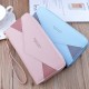 Women's wallet - long style multi-card slot money clip, soft leather case, fashionable and simple, large capacity, 3-fold hand-held bag.