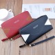 Women's wallet - long style multi-card slot money clip, soft leather case, fashionable and simple, large capacity, 3-fold hand-held bag.