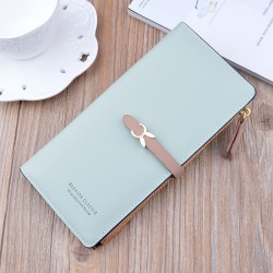New women's wallet - long style double zipper hand-held bag, large capacity money clip, double-layer soft leather case, no change money bag.