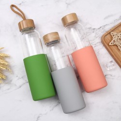 Custom double-layer silicone-covered glass, double-layer vacuum tea cup, high-boron silicon advertising gift cup, wholesale engraving