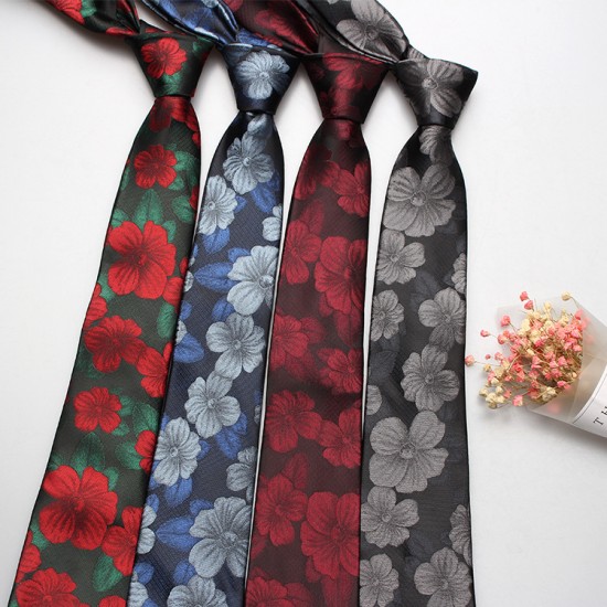 Fashionable casual floral leaf arrow-shaped men's tie in stock Business polyester jacquard suit ties for banquets