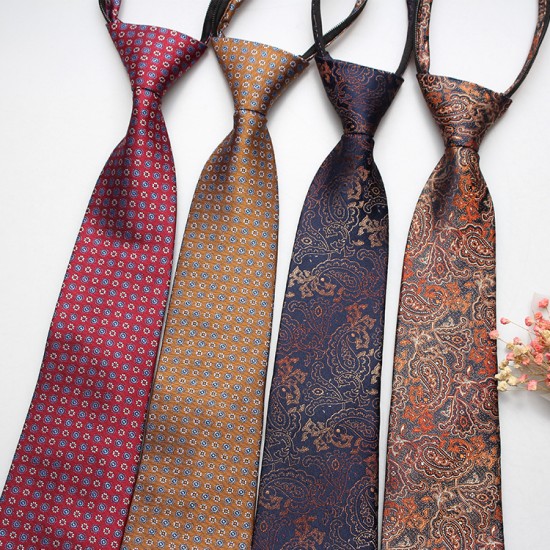 Hot-selling 8cm formal business tie, men's zippered lazy tie, small flower and cashew pattern, various colors Hot-selling 8cm formal business tie, men's zippered lazy tie, small flower and cashew pattern, various colors