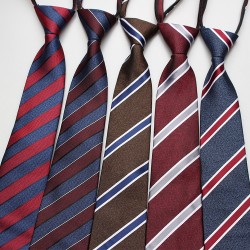 Lazy zipper tie 8cm Men's formal business professional polyester jacquard striped plaid tie wholesale