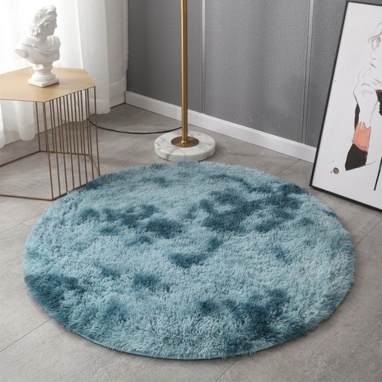 Circular gradient tie-dye carpets, living room sofa mats, and long-haired silk solid color rugs for bedroom beds