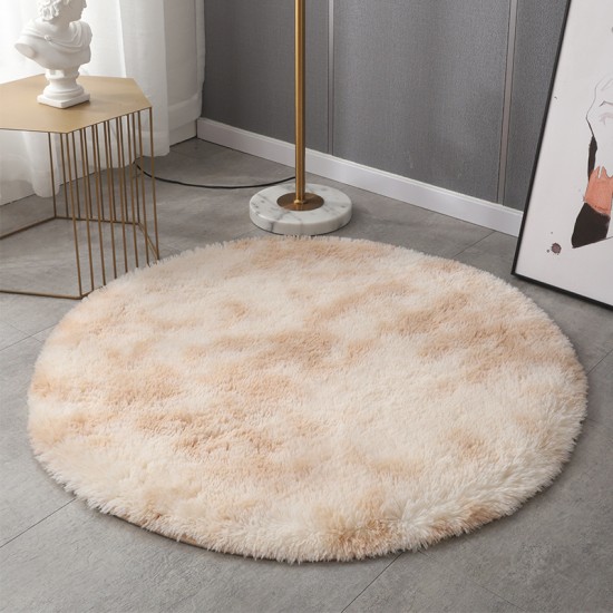 Circular gradient tie-dye carpets, living room sofa mats, and long-haired silk solid color rugs for bedroom beds