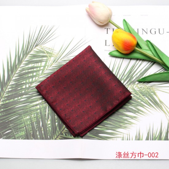 Factory-direct men's suit pocket squares. Wedding groomsmen and host burgundy striped polka dot square handkerchiefs.