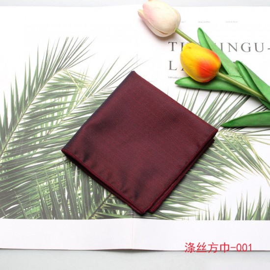 Factory-direct men's suit pocket squares. Wedding groomsmen and host burgundy striped polka dot square handkerchiefs.
