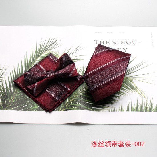 2023 new styles in stock. Men's formal suits for banquets, groomsmen, and groomsmen. Three-piece burgundy tie set.